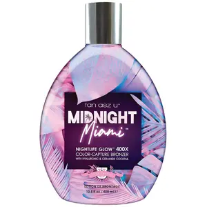Tan Asz U Midnight Miami Tanning Lotion, Nightlife Glow 400X Color Capture Bronzer Tanning Lotion with Hyaluronic & Ceramides, 13.5 Fl Oz