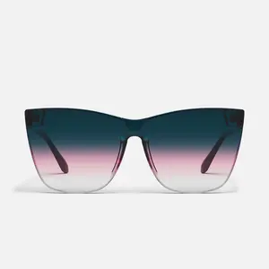 COME THRU Cat Eye Sunglasses - Flirty & Feminine Oversized Frame with One Piece Lens & Built-in Nose Pads - Flat Style