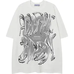 Aelfric Eden Metalic Graphic Tees Men Y2k Oversized T Shirts Women Vintage Tees Unisex Summer Tops