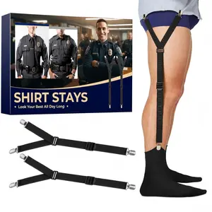 Adjustable Soft and Smooth Elastic Shirt Stays with Non Slip Clips Perfect Sock Garters for Military or Professional