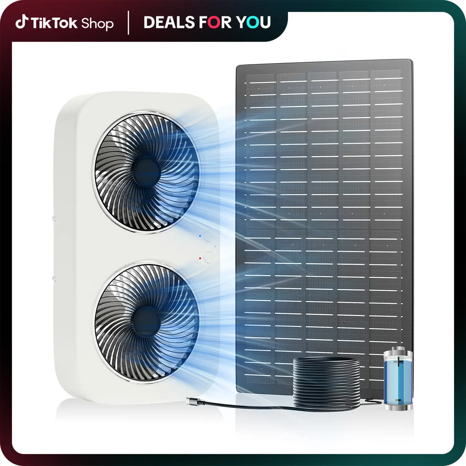 20w Waterproof Solar Powered Exhaust rechargeable Fan Kit IP67 16" solar twin window Fan for bedroom, Greenhouse, Chicken Coop, camping, Shed, Garage,