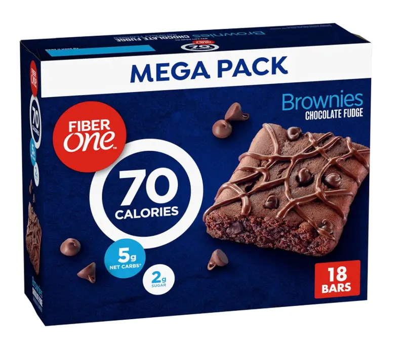 Fiber One 70 Calorie Brownies, Chocolate Fudge Snack Bars, Mega Pack, 18 Ct, 16 oz