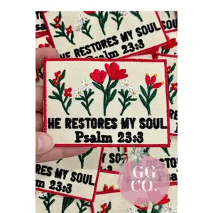 He Restores My Soul Patch, Christian Hat Patch, Embroidered Patch, Trucker Hat Patch, Iron On, Trendy Hat Patch, Jesus Patch.
