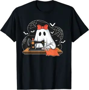 Halloween Costume Sewing Ghost Boo Funny Sewing Lovers Women T-Shirt - Briannawo Shop 82B0DJKKRBJQ