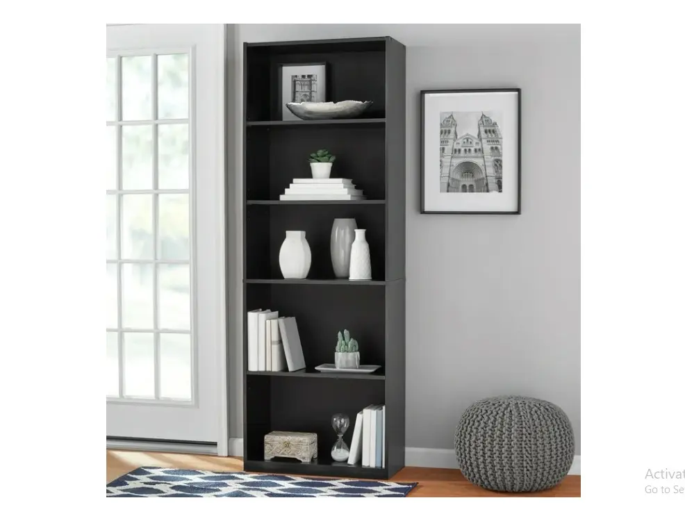 5-Shelf Bookcase True Black Oak with Adjustable Shelves 5-Shelf Bookcase True Black Oak with Adjustable Shelves