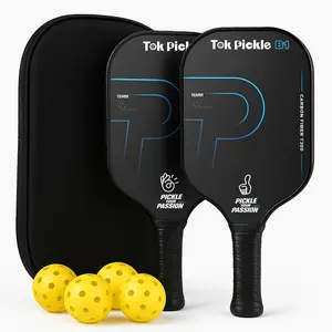 Tok Pickle T300 Carbon Fiber Pickleball Paddle Set - 2 Paddles, Wide Body, Large Sweet Spot, 4 Balls, Carry Bag, for Beginners & Family Players
