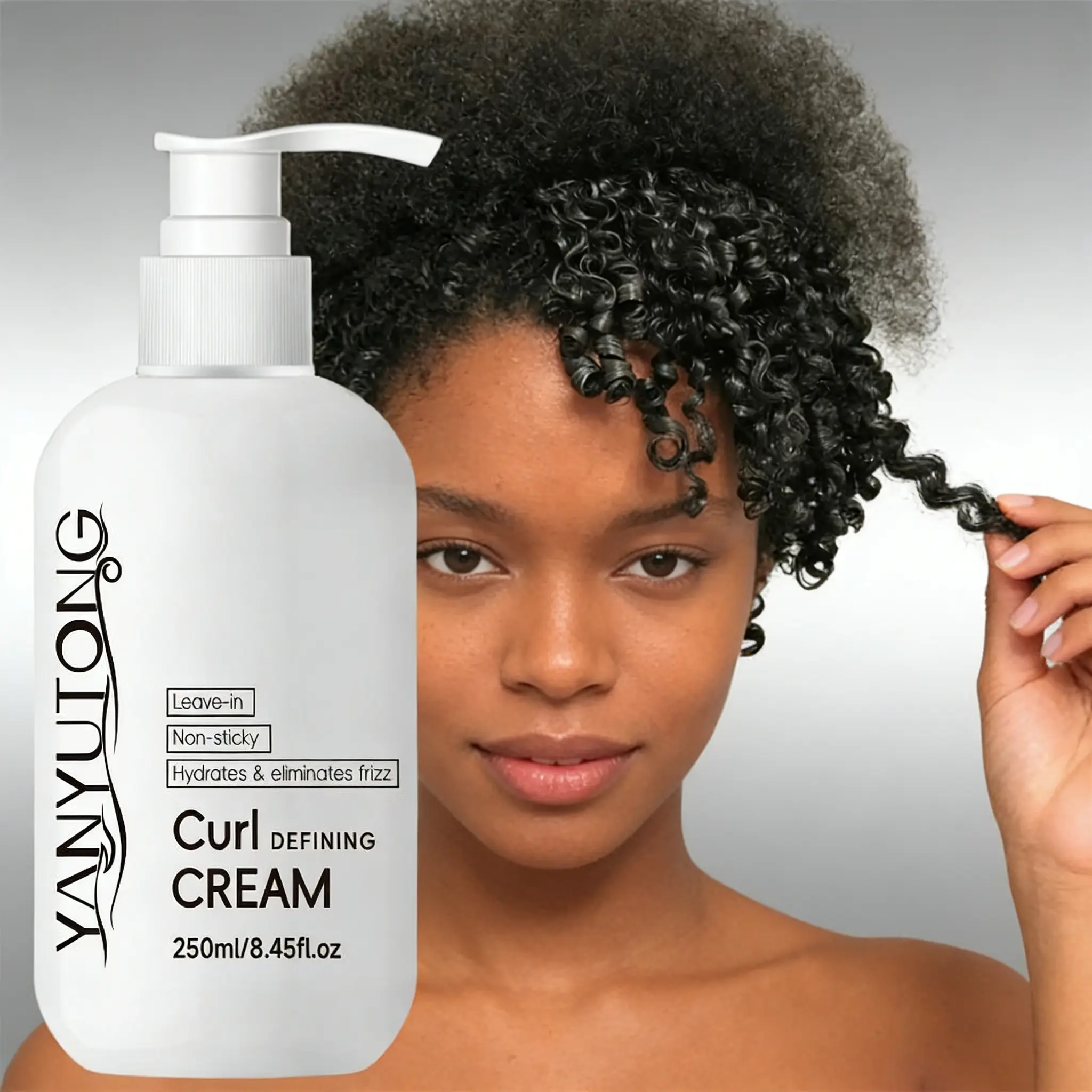 Plant-Based No-Rinse Curl Defining Cream 250ML Dual Bottle Haircare, Avocado Jojoba Moroccan Oil Formula, Deep Hydration Non-Sticky, All-Curl Suitable Curly Hair Products For Curls