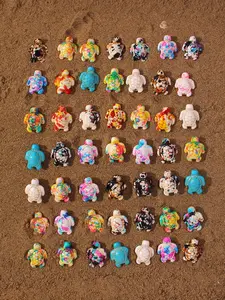 50pcs Mixed Color Stone Turtle Beads for DIY Jewelry Making, Ocean Life Charms for Bracelets & Necklaces, Marine Theme Craft Kit, Beaded Jewelry, Beads Charms Accessories
