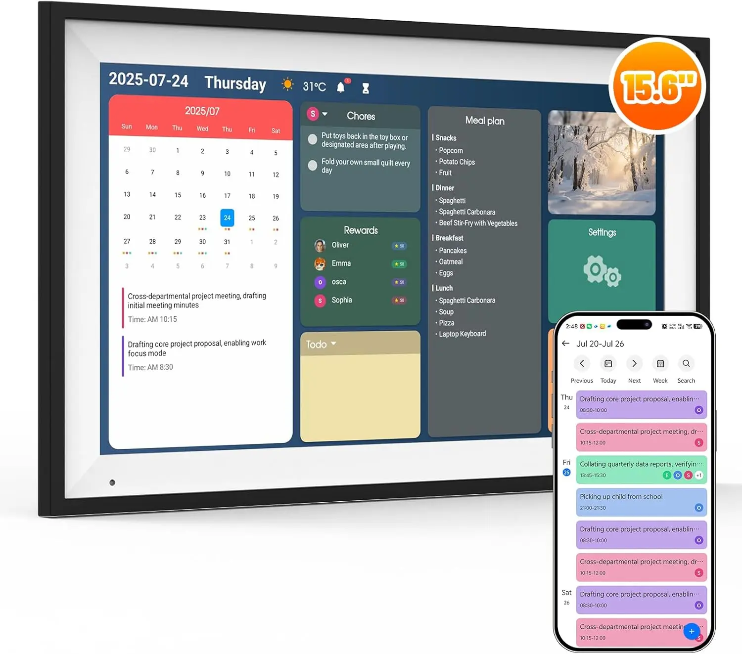 2026 Smart Family Calendar — 10.1"/15.6" HD Touchscreen, WiFi Sync, 64GB Storage, Auto Rotation, Family Schedules & Chores, Smart Reminders, Perfect Gift for Parents & Busy Households, AiMOR App Sync!