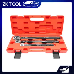 ZKTOOL 3PCS 72-Tooth Torque Wrench Set, 1/4" （5-25 N.m ） 3/8" （10-60 N.m 1/2" (20-200 N.m) Drive ，Retractable Flexible Quick-Release Locking Ratchet, 180° Flexible Head, Suitable for Tight Spaces