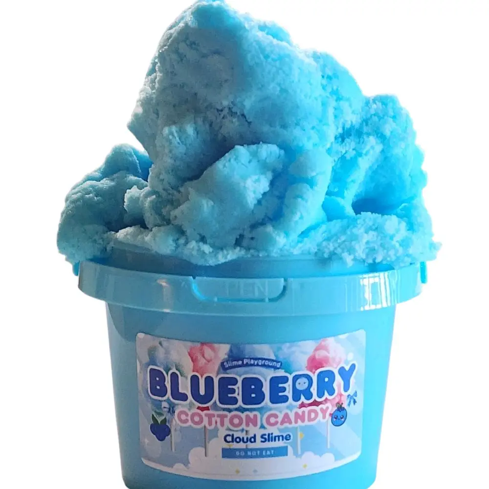 Blueberry Cotton Candy Cloud Fluff Slime - 10 oz Bucket + Surprise Squishy - Non-Sticky - Sensory - Made in USA Stretch Borax