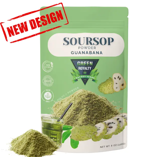 Green Royalty Organic Soursop Powder (Polvo De Guanabana) 8oz - All Natural Herbal Supplement, Digestion Support, Metabolism Boost, Fitness Nutrition Pack, Soursop Herbal Supplements, Digestion Supplement, All Natural Supplement