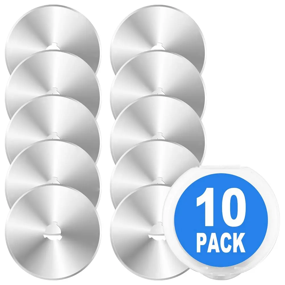 10 Pack 60mm Rotary Cutter Blades Replacement, Fabric Cutting Blades for Sewing Quilting Craft Leather DIY Projects, Compatible with Most 60mm Rotary Cutters