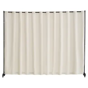 VEVOR Room Divider, Portable Panel Room Divider with Wheels Curtain Divider Stand, Freestanding Room Divider Privacy Screen for Office, Bedroom, Dining Room, Study, Beige