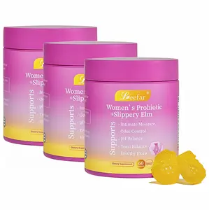 3 Botte LEEFAR Her Probiotics Gummies ZK - All in One Solution with Slippery Elm and Prebiotics & Lactobacillus Probiotic Blend for Women's pH Balance and Dryness Hawaiian Pineapple Gummies Dietary Supplement