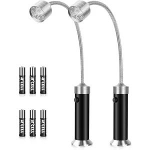 2-in-1 Magnetic LED Grill Lights for BBQ & Mechanic, Flexible Gooseneck Work Light for Outdoor Cooking Auto Repair, Water Heat Resistant Grilling Accessories, Christmas Gifts for Men Dad