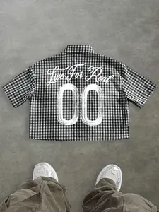 Unisex Retro Checkered Short Sleeve Shirt ‘live for Real’ in Multiple Colors, Graphic Print + Lightweight Cotton Blend for Summer Outings