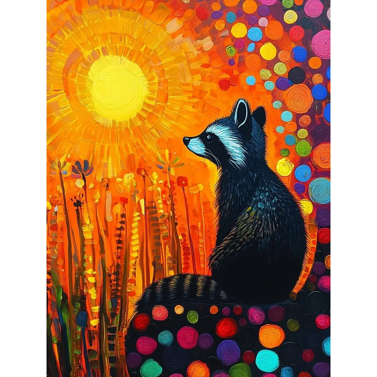 HolisticPrints The silhouette of a raccoon with an abstract color Poster, Art Print. Unframed HP0024 -Multi-24. X-Large 18" x 24" Decor Room Artwork Ornaments Wall Artistic