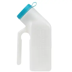 Male Urine Bottle (35 oz), Portable Urinals for Men Spill Proof Nighttime, Pee Bottles for Men with Screw-On Lid, Travel Urinals for Seniors with Easy-to-Read Measurement Lines