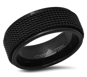 Steel By Design Men's Black IP Mesh Spinner Band Ring