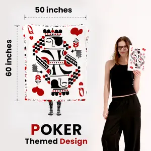 BLUNIQUE 2025 Super Cozy Poker Print Sherpa Throw Blanket 50x60 Inches Soft Double Sided Machine Washable Elegant Design for Women's Gifts