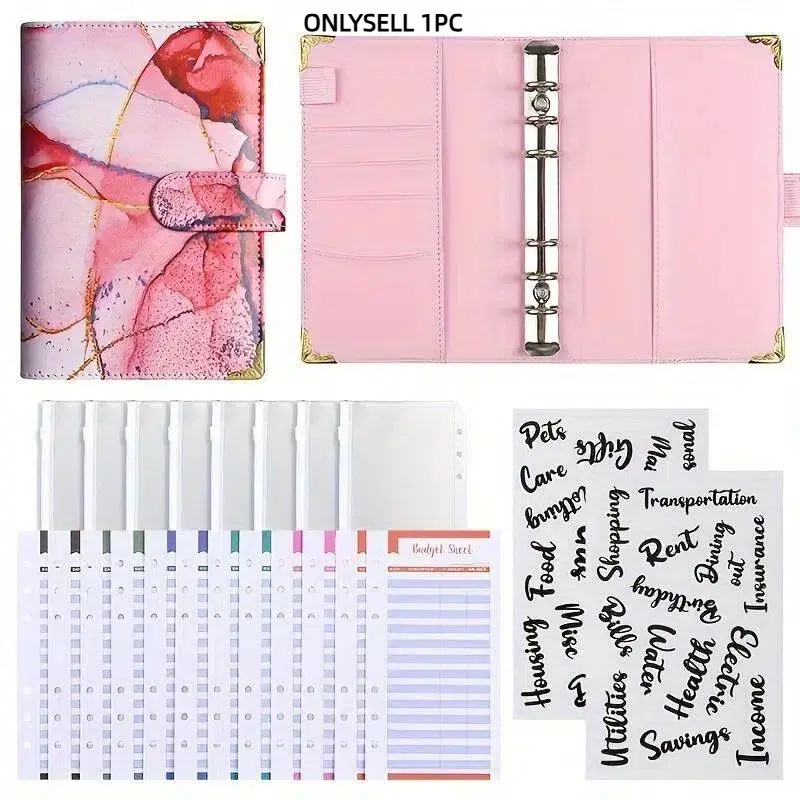 A6 Budget Binder with Cash Envelope, Monthly Budget Planner, Budget Planner and Monthly Bill Organizer, Stationery Supplies for Home School Office, Savings Tracker Organizer, Bill Planner