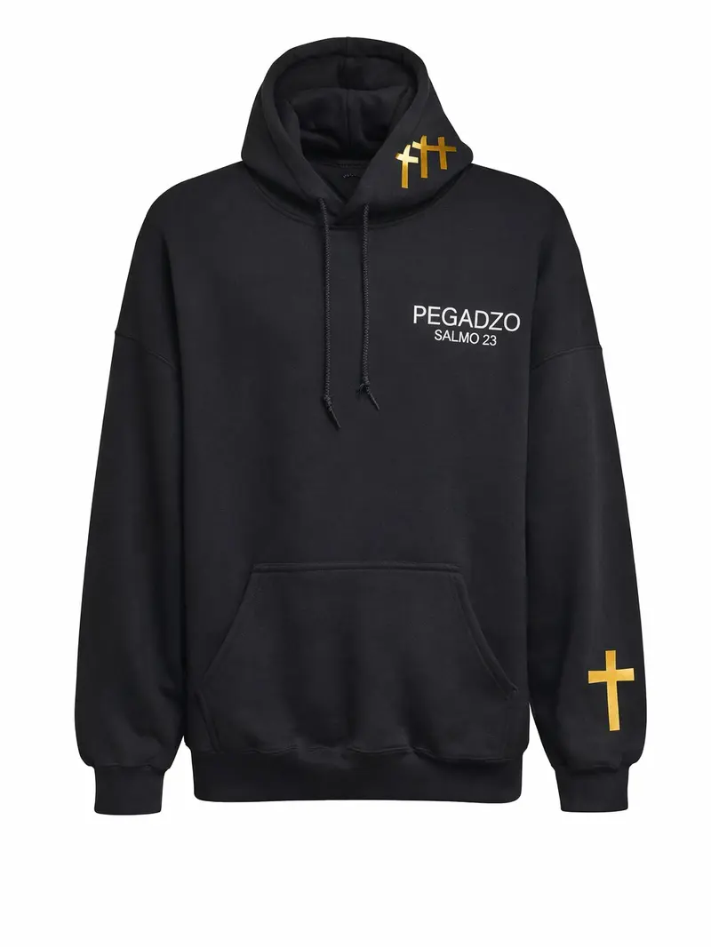 PEGADZO Hoodie Premium Salmo 23 – Alto Relieve Brick 600 & Gold Metálico (Drop Limitado) Menswear Sweatshirts Long Sleeve Casual