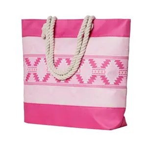 Nu Trendz Waterproof Zippered Beach Bag w/ Aztec Print Large Boho Tote for Pool Vacation & Shopping Signature Southwestern & Aztec Patterns