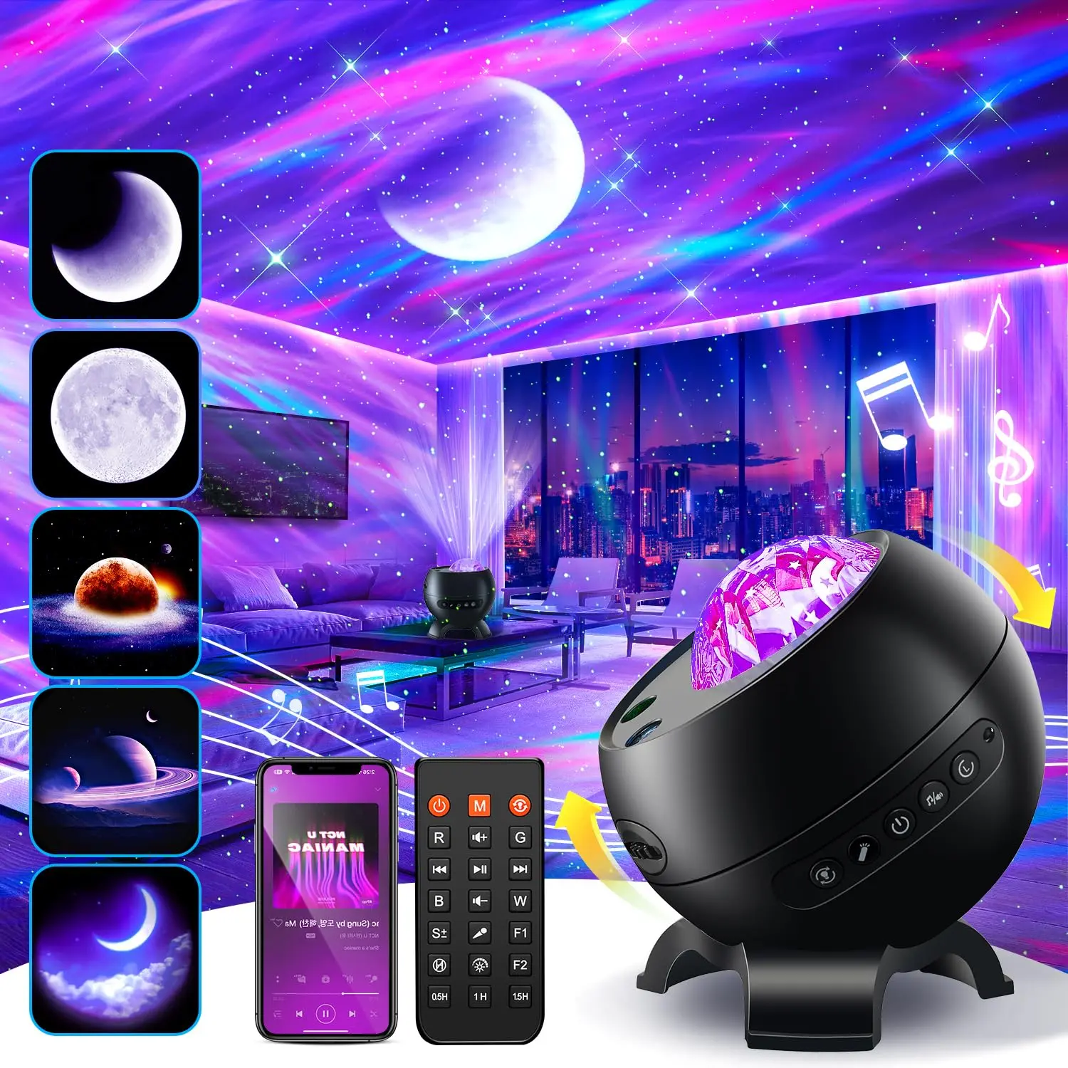 Birthday Gifts for Teen Girls & Boys - Northern Galaxy Light Projector with 15 White Noise Bluetooth Speaker, Trendy Stuff Aurora Night Light Bedroom Decor,ambiance light,summergarden