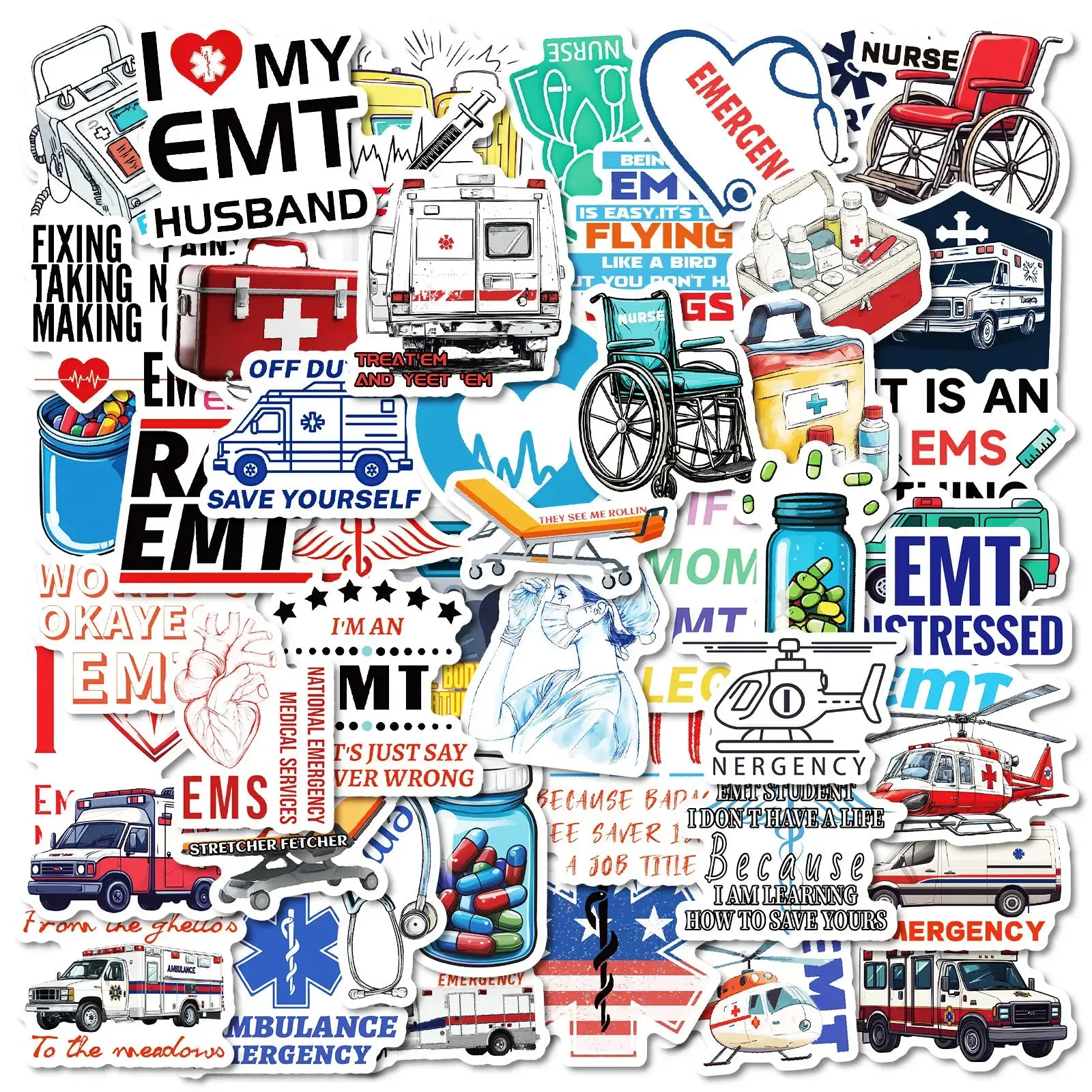 First Responder Owned 50 Ambulance Stickers for EMTs & Paramedics - Funny Medical Vinyl Stickers for EMS Personnel, EMT Gifts, Waterproof & Versatile for Medical Training