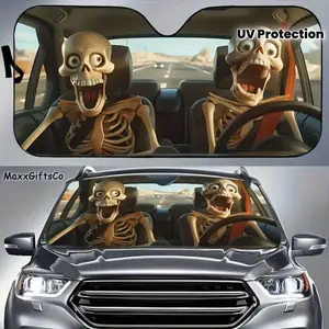 1pc Fun Alien Skeleton Sunshade for Windshield Sunshade Curtain Suitable for all car, SUV, RV and truck front windows. It helps keep the vehicle cool and enhances UV heat reflection.