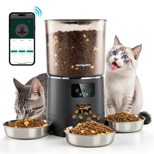Vacqueen Smart Automatic Cat Feeder for 3 Cats, Strong Anti-Jam System, Dual-Effect Desiccant Cat Food Dispenser, 6L Pet Feeder with 10S Voice Recorder for Cats and Small Dog