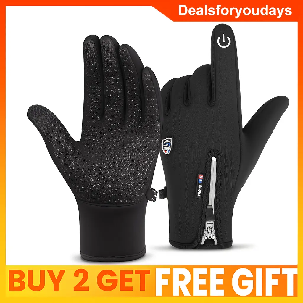 Windproof Water Resistant Thermal Winter Touch Screen Gloves, Flexible Anti-Slip Cold Weather Hand Mittens, Soft Warm Thermal Lined Touchscreen Gloves for Men Women, Ideal for Cycling Driving Running Outdoor Daily Activities in Cold Seasons