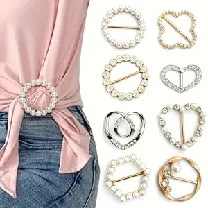 [Rhinestone Clips] Set of 6 Sparkling Rhinestone Clips for T-Shirts - Features an Elegant Hollow Button Design with Golden-Tone Alloy Fasteners Suitable for Blouses, Dresses, And Jeans - Perfect for Both Formal And Casual Wear - Unisex Accessories for Bo