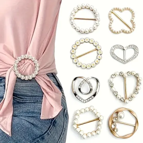 [Rhinestone Clips] Set of 6 Sparkling Rhinestone Clips for T-Shirts - Features an Elegant Hollow Button Design with Golden-Tone Alloy Fasteners Suitable for Blouses, Dresses, And Jeans - Perfect for Both Formal And Casual Wear - Unisex Accessories for Bo