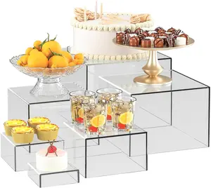 6 count Clear  Boxes for Display as Buffet Risers and Stands,  Display Risers for Party, Buffet Table,  Stands for Display Party (Small, 6 count, Clear)