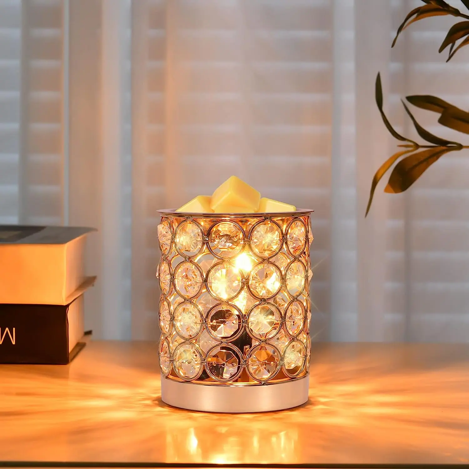 Crystal Wax Melt Warmer,Candle Wax Warmer for Scented Wax,2 in 1 Wax Melts Fragrance Warmer Wax Cubes Melter as Gifts for Moms Grandma Women Girls