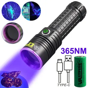 30W 365nm UV Flashlight - High Power Black Light with 3 LEDs, USB Rechargeable for Leak Detection & Counterfeit Bill Identification type-c charging