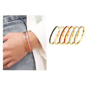 TrendyAll-match Fashionable Jewelry for Women & Men Colorful Stainless Steel Cuff Bangle Exquisite Gift Idea Stackable Bracelets sputum