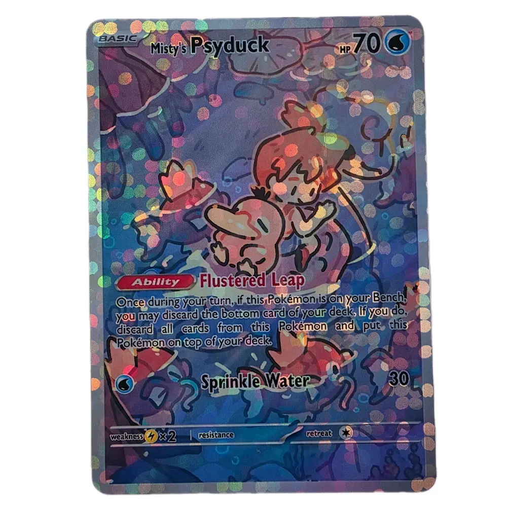 Misty’s Psyduck Custom Full Art Holographic Card - Cute Pastel Illustration Art