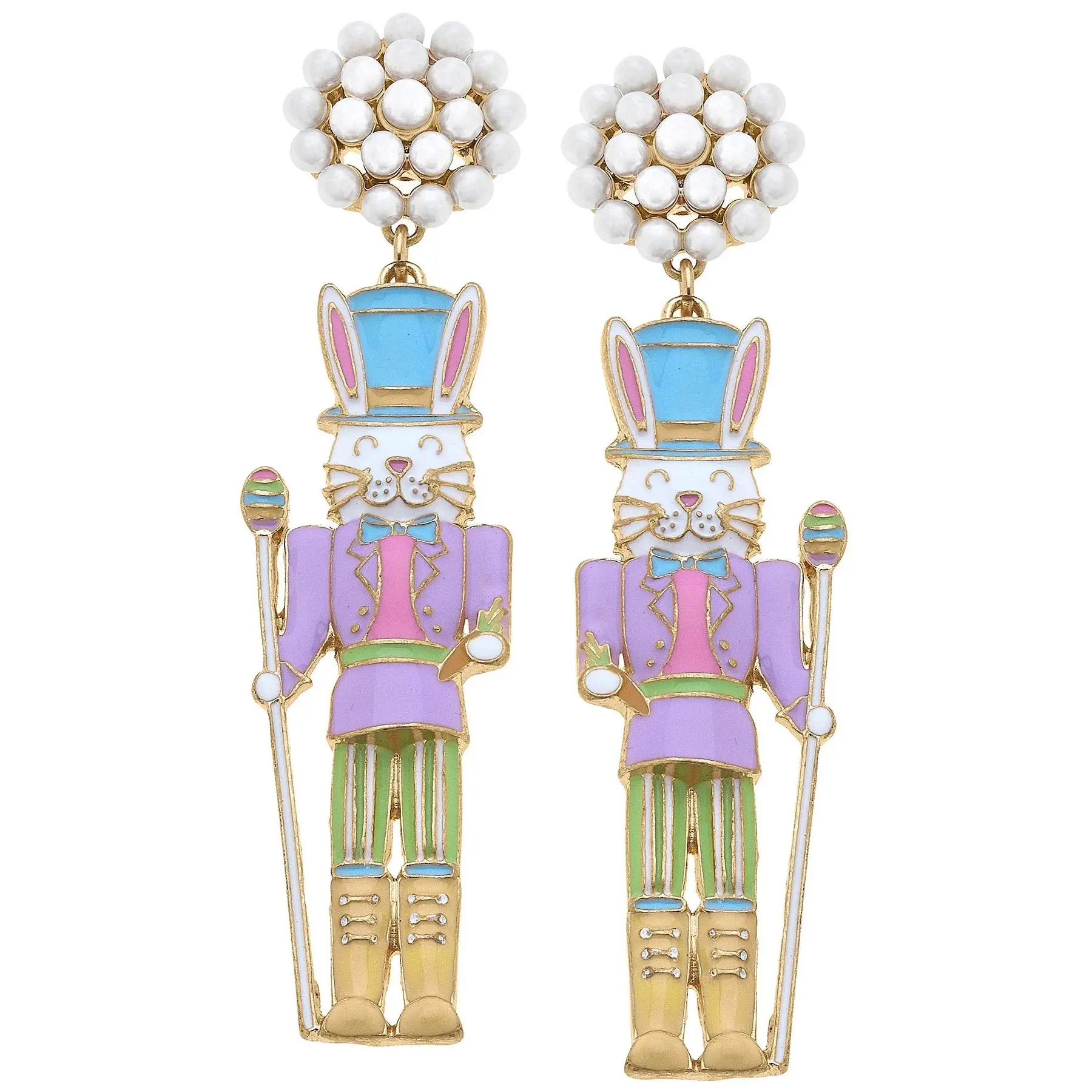 Canvas Nutcracker Bunny Earrings