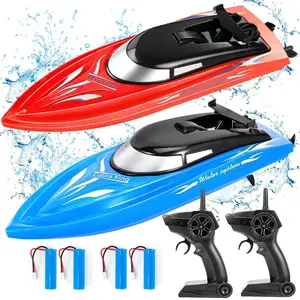 【GARVEE】3PACK Remote Control RC Boats for Kids with 2.4GHz Control, Fully Waterproof Design, Includes 6 Rechargeable Batteries - Perfect Summer Water Toys for Pools, Lakes, Rivers & Bathtubs in Blue and Red