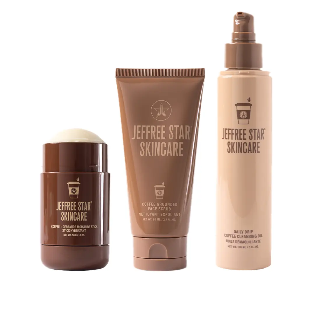 The Elite Coffee Skincare Trio - Includes Daily Drip Cleansing Oil, Coffee Grounded Face Scrub, & Coffee + Ceramide Moisture Stick