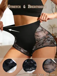 1Pc Seamless High Waist Shaping Panties Women's Lace Tummy Control Panty Slimming Waist Trainer Sheath Flat Belly Underwear Butt Lifting Shapewear
