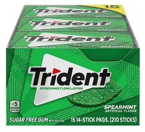 Trident Sugar Free Gum, Spearmint, 14-count, 15-pack chewing gum