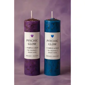 Psychic Glow Candle – Purple or Blue (Dressed + Blessed)