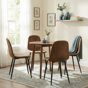 Homy Casa Charlton Suede Dining Chairs Light Luxury Ergonomic Design for Living Room & Lounge Use Foam Interior Seater Furniture
