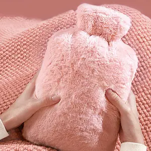 1pc Water filled hot water bag, thickened explosion-proof, female hand warmer, hot compress, stomach warmer, foot warmer, imitation rabbit velvet water filled warm handbag, Portable Heating Pad