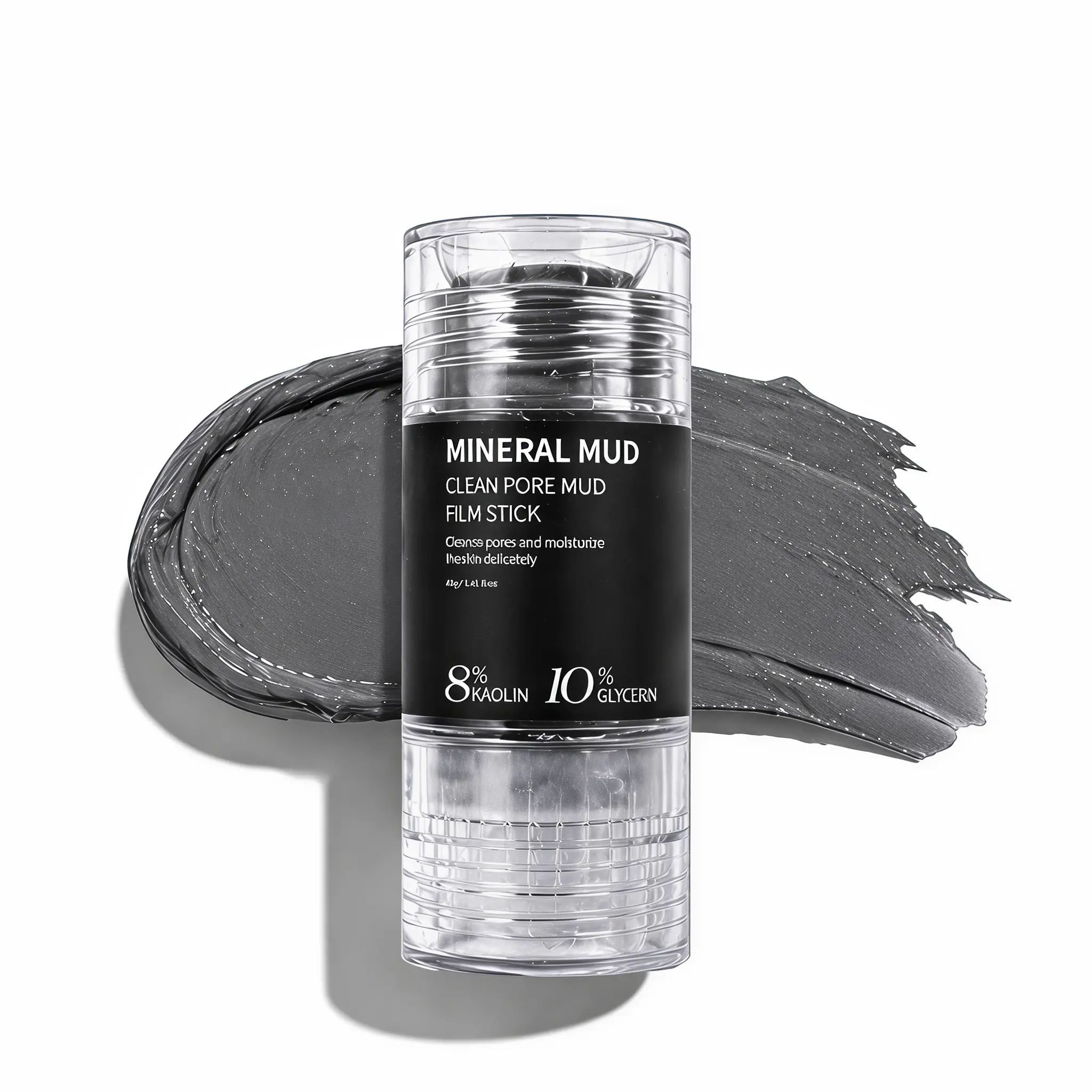 Mineral Mud Pore Cleansing Stick with Built-in Soft Silicone Brush, Infused with Kaolin and Glycerin to Absorb Extra Facial Oil and Surface Impurities, Smooth and Refine Rough Skin Texture
