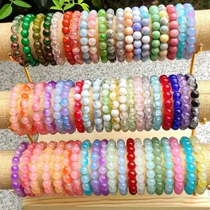 Set of 24/36/60 Handcrafted Bohemian Beaded Bracelets Featuring Vibrant Cracked Glass Beads, Perfect for Vacations And Everyday Gatherings, Making a Great Gift for Loved Ones, Available in Various Colors for Daily Wear